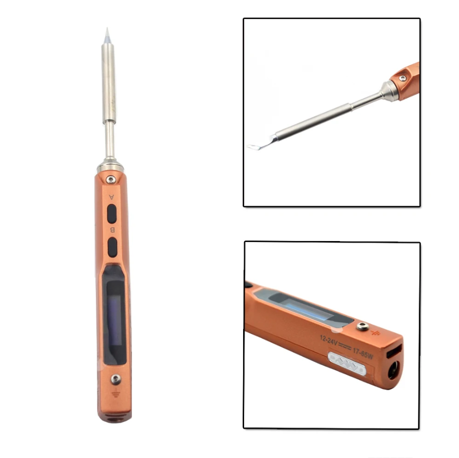 Паяльник TS-100 программируемый, (золотой), 65W, 100-500°C, micro USB и ...