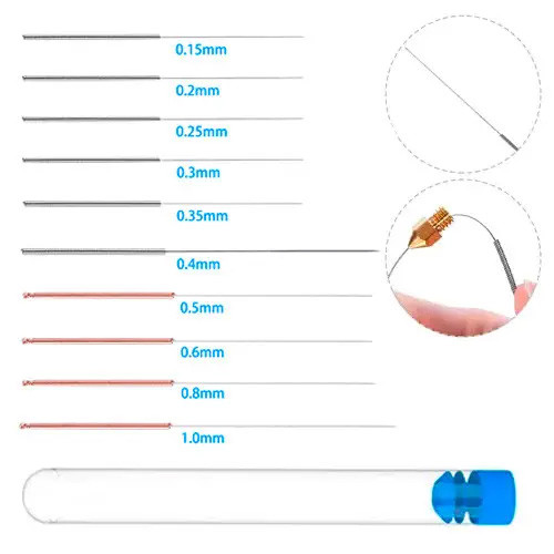 Набор игл спиц для чистки сопла 0.15-1.0мм экструдера 3D ручек, гибкие - фото 1 - id-p2049006023