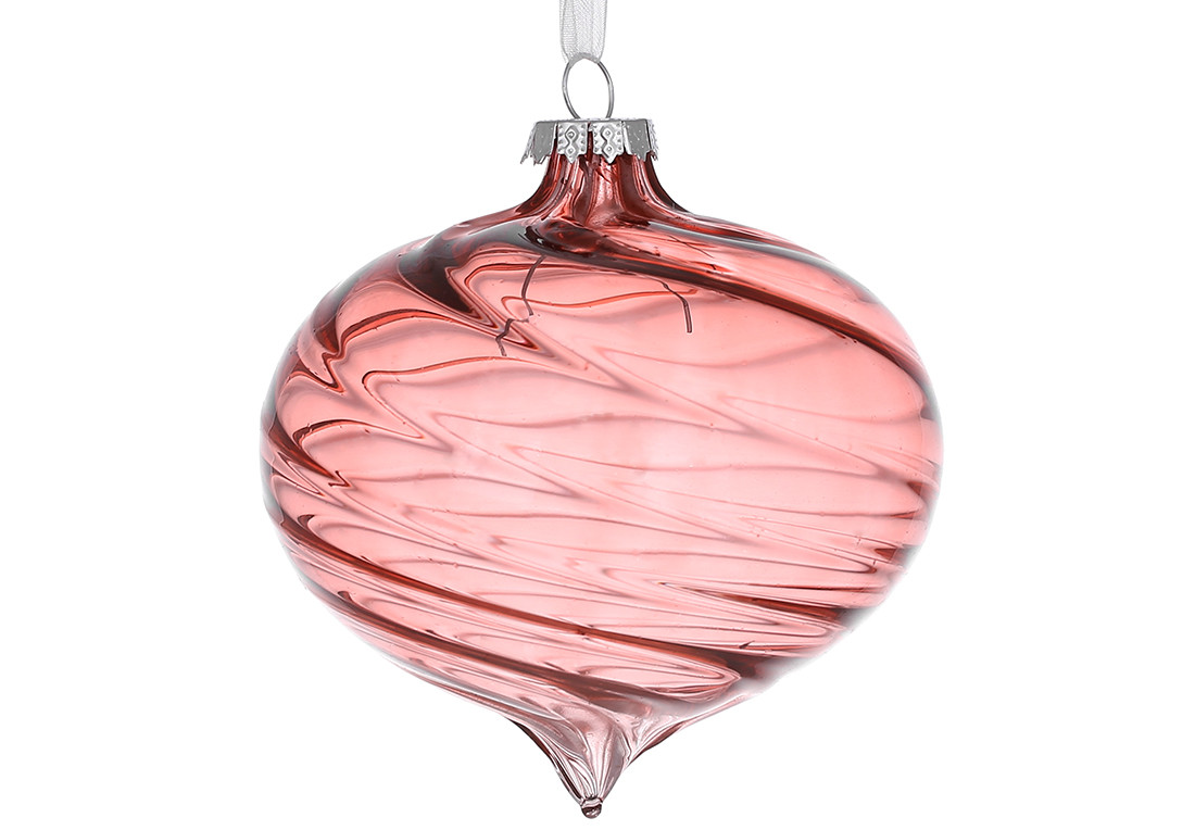 Ялинкова прикраса із прозорого скла, 10*12см, колір - бордо ТОВАР ВІД ВИРОБНИКА