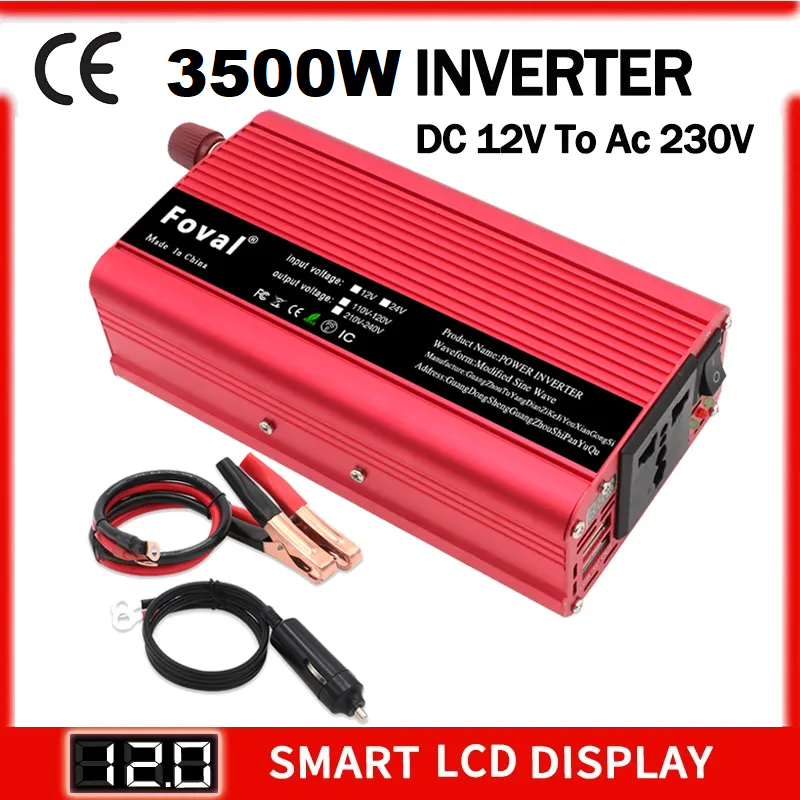 Інвертор напруги FOVAL чиста синусоїда з 12V в 220V 3500W, Підвищувальний перетворювач, Інвертор, фото 1