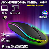 Мишка USB AP100 із зарядкою micro, Миша комп'ютерна ігрова, Бездротова безшумна миша комп'ютерна, Бездротова безшумна миша, фото 2
