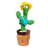 Танцюючий кактус Dancing Cactus Жовтий капелюшок, Повторюшка співаючий кактус із підсвічуванням, фото 4