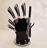 Набір ножів UNIQUE UN-1834, Кухонні ножі з підставкою 9 предметів, фото 2