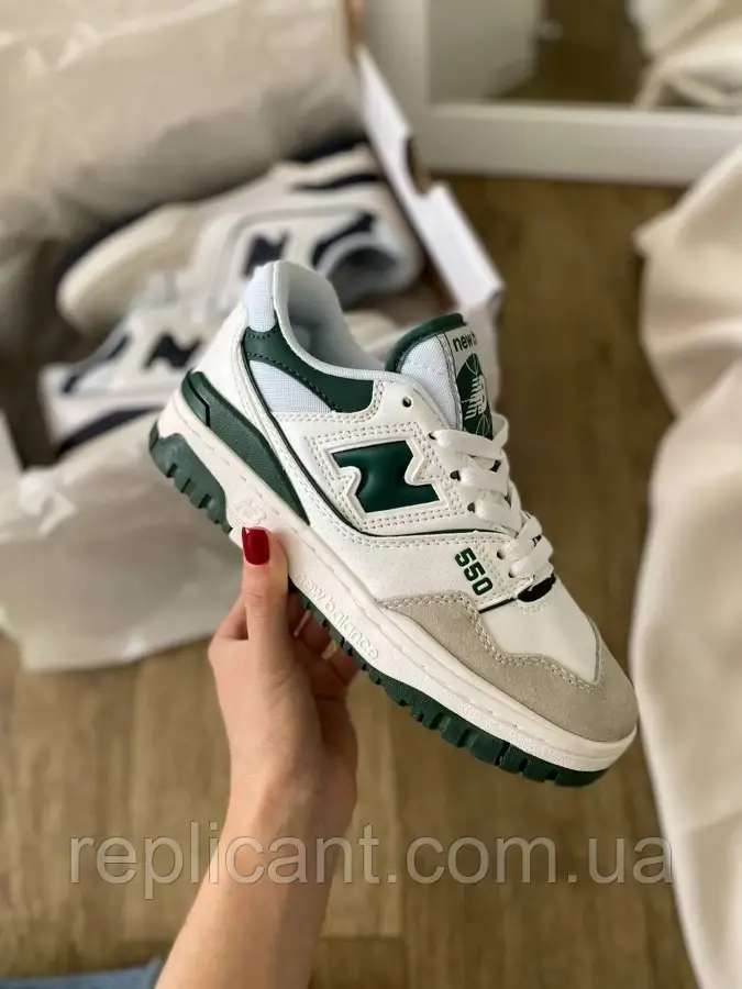 Жіночі кросівки New Balance 550 White Green Нью-біланс кросівки (22041) (22417), фото 1