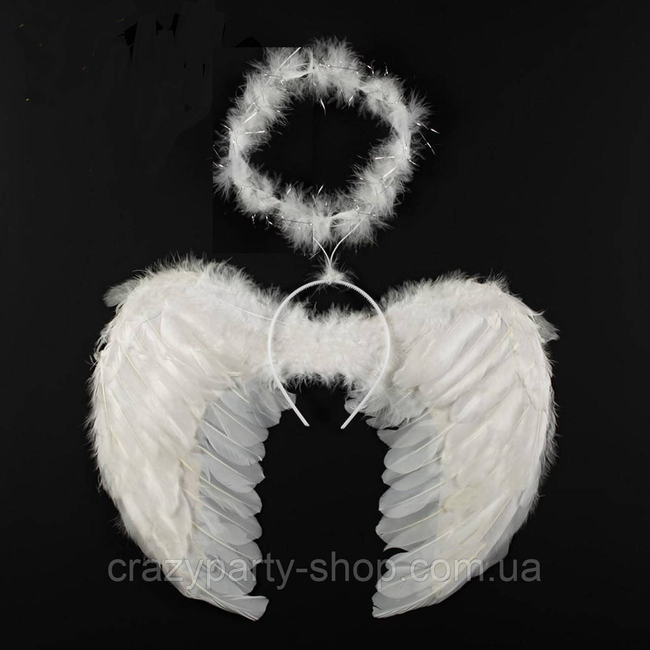 Карнавальні крила ангела білі, обідок на гллову  Німб