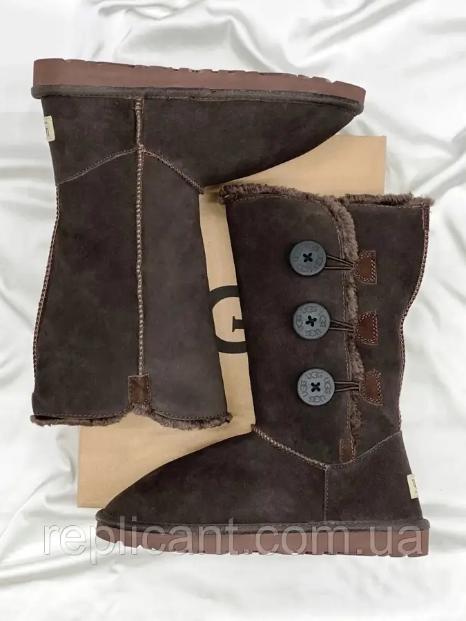 Жіночі черевики UGG Bailey Button Triplet II Brown Umber (Розробляння) уги, фото 1