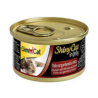 Влажный корм для кошек с курицей, креветкой и солодом GimCat Shiny Cat 70 г