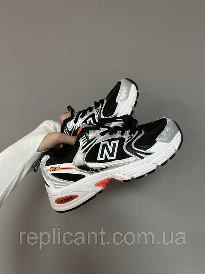 Кроссовки BLACK / SILVER / ORANGE Premium Нью беланс кросівки нью баланс, фото 1