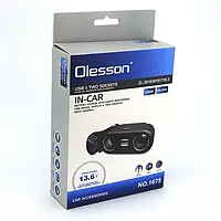 Автомобильная зарядка на 2 гнезда, с контроллером USB (черный) Zollex (OLESSON) №1675