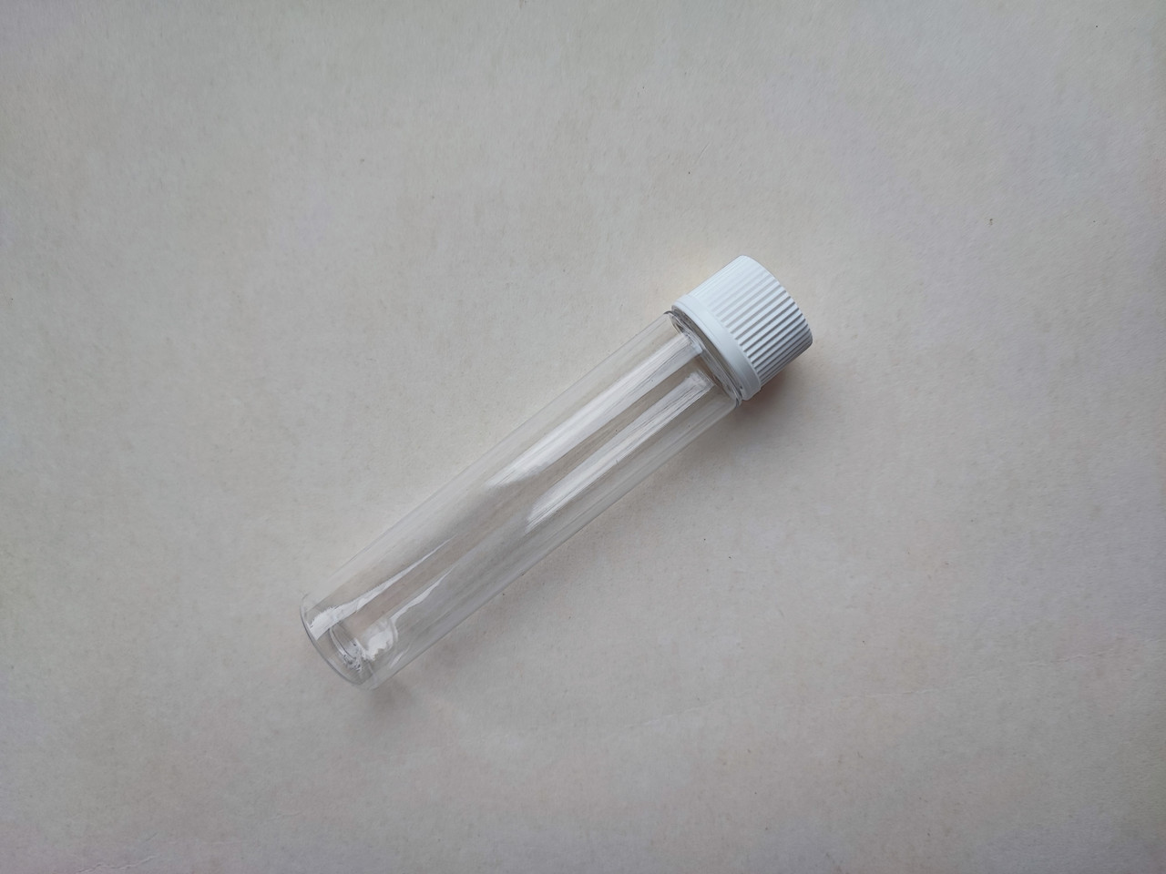 25 - 26 мл пластиковий флакон прозорий з білою закруткою, кришкою, ПЕТ пляшка, флакони, пластмасовий з ковпачком
