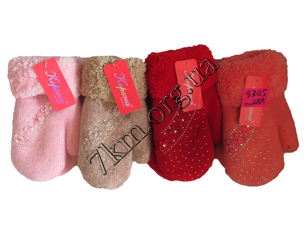 Рукавиці підліткові від 8 років "Стрази" махра одинарні Оптом, фото 1