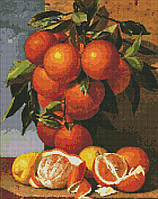 Алмазная вышивка натюрморты Мозаика круглыми камнями 40х50 Апельсины и лимоны Алмазная живопись Идейка AMO7246