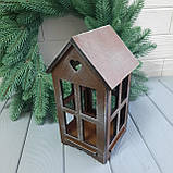 Декоративний дерев'яний будиночок — світильник (ліхтарик). 22 на 12.5 см, фото 5
