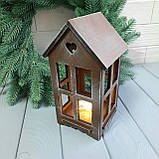 Декоративний дерев'яний будиночок — світильник (ліхтарик). 22 на 12.5 см, фото 2