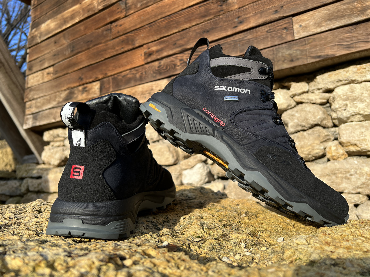 Спортивні шкіряні черевики, кросівки термо Salomon Contagrip Gore-Tex Denim, фото 1