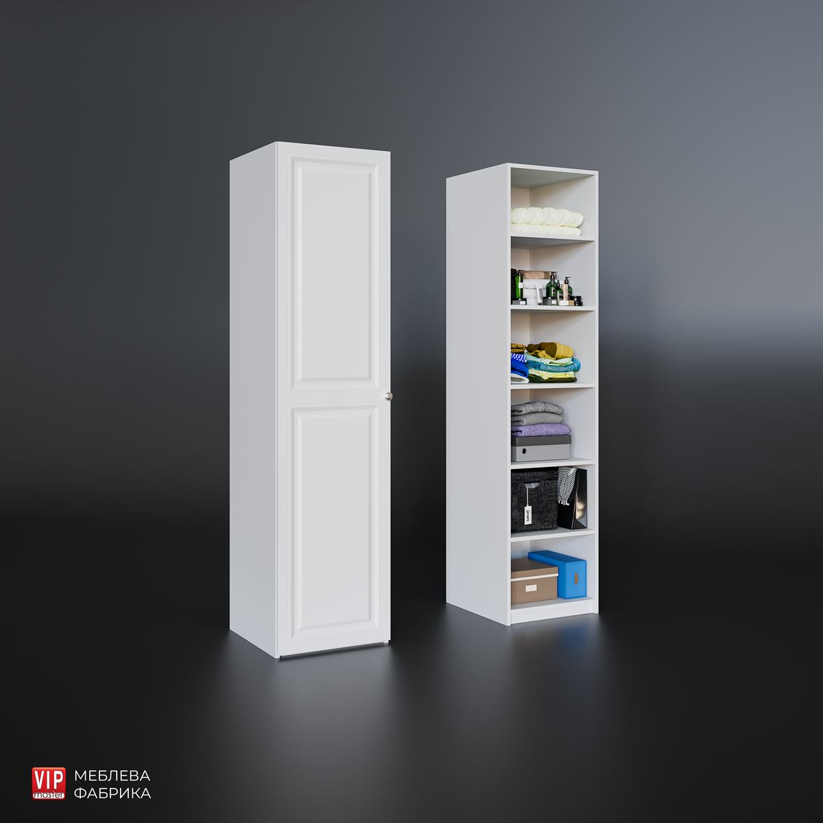 Шафа-пенал Мадрид модуль M1 декор (500х530х203.2) Білий, фото 1