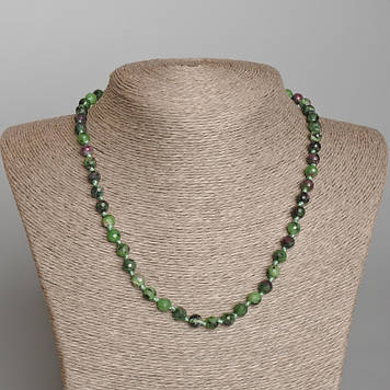 Намисто Цоїзит натуральний камінь гранована кулька d-6,5мм+- L-47см+-