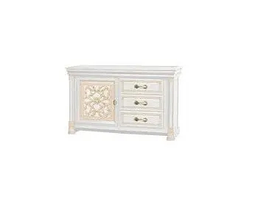 Комод ТВ Гранда ДСП горіх Караваджо довжина 137 см (Скай ТМ) корпус ДСП Білий/фасад МДФ Білий-Золото