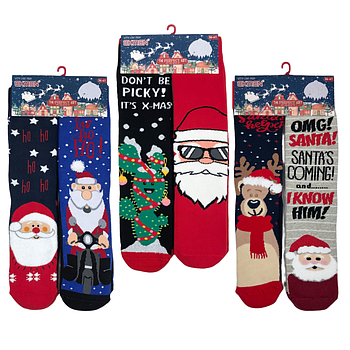 Новорічні жіночі махрові шкарпетки Ekmen (комплект 2 пари) Санта +Санта