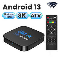 Смарт ТВ приставка Transpeed Android 13 Allwinner H618 M88-8K TV с приложениями для ТВ 8K 4K