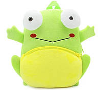 Рюкзак для любимых малышей "Лягушка" мягкий велюр маленький зеленый для садика унисекс