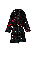 Плюшевий халат Short Cozy Robe Black Multi Heart Victoria's Secret