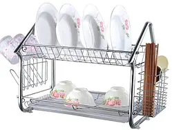 Сушарка двоярусна для посуду з неіржавіючої сталі "Стандарт" Empire EM9600 41 х 31 х 37 см (шт)