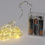 Гірлянда на батарейках 10 м (тепле біле світло), світлодіодна 100 LED гірлянда нитка роса на мідному дроті, фото 6