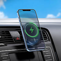 Магнитный держатель с беспроводной зарядкой для айфона автомобильный держатель для iPhone на дефлектор