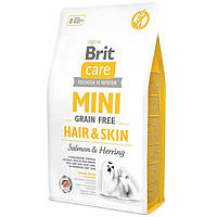 Сухой корм для взрослых собак миниатюрных пород с проблемной шерстью Brit Care GF Mini Hair Skin лосось 2 кг