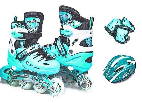 Комплект роликів з захистом Scale Sports LED М'ятний (розмір 29-33) + сумка
