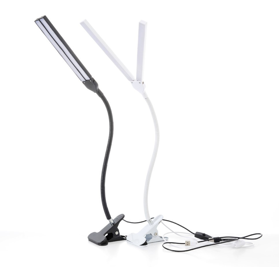 Настільна LED-лампа Т-подібна гнучка на прищіпці USB (чорна,біла)