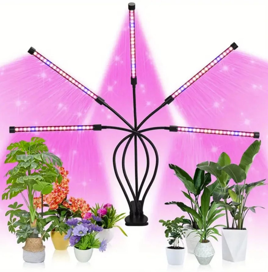 Світлодіодна фітолампа на 4 світильники для кімнатних рослин із таймером