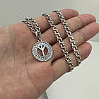 Срібний комплект кулон Руна Альгіз та ланцюжок бісмарк 925 проби, фото 2