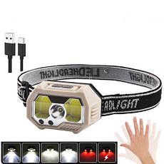 Ліхтар налобний SH-S31-XPE+COB(white+red), Motion Sensor, ЗУ Type-C, фото 4