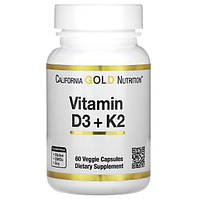 Витамины D3 и K2 California gold nutrition D-3 & K-2 120mcg (5000IU) 60 растительных капсул