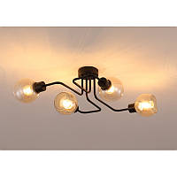 Люстра стельова на чотири лампи Е27,  чорно-янтарна, артикул FP-21700-4A