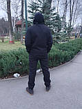Чоловічий чорний костюм на флісі на зиму. Max Strategy ,  худі р  L-4XL, фото 6