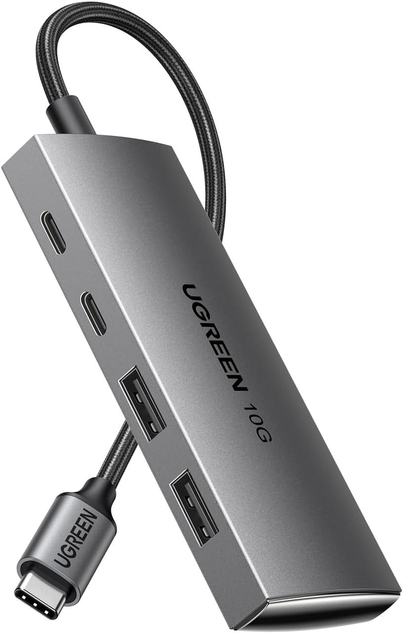 USB-концентратор UGREEN USB C хаб 10Gbps, 2 USB-C 3.2, 2 USB-A 3.2 Gray (CM480)