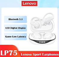 Вакуумные bluetooth наушники Lenovo LP75 TWS для спорта Белые