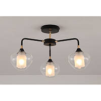 Люстра стельова на три лампи Е27,  чорно-золото, артикул FP-21711/3