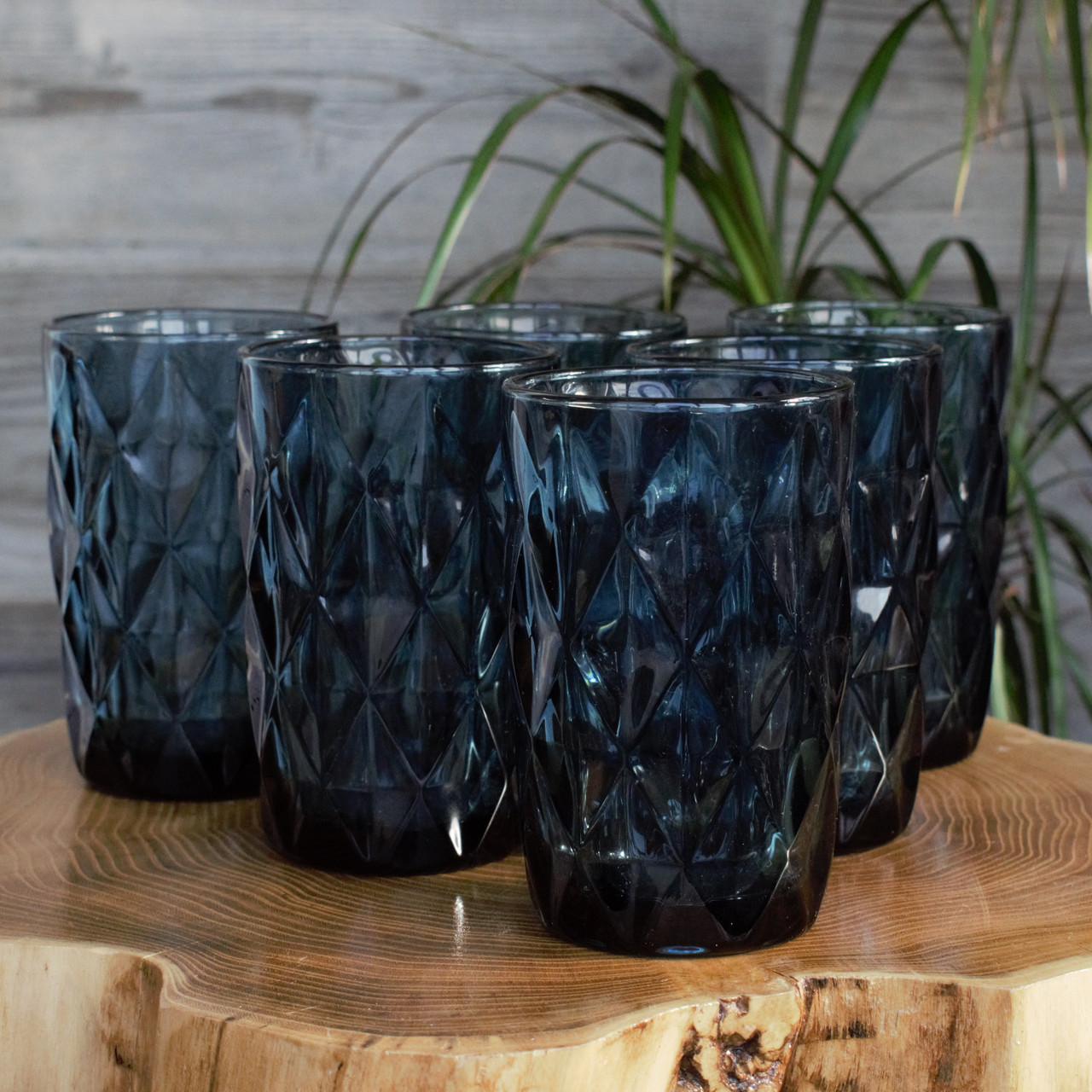 Набір вінтажних склянок високих 350 мл 6 шт Сапфір