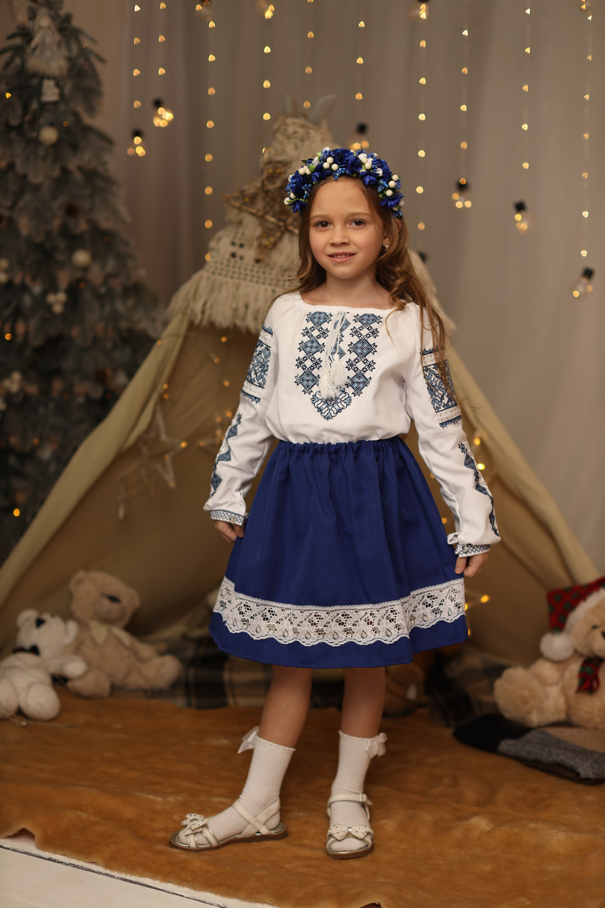 Спідничка для дівчинки Полонина синя, фото 1