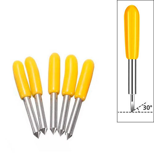 Сменный нож для плоттера 30град, 10шт, вольфрамовая сталь, желтый (ID ...