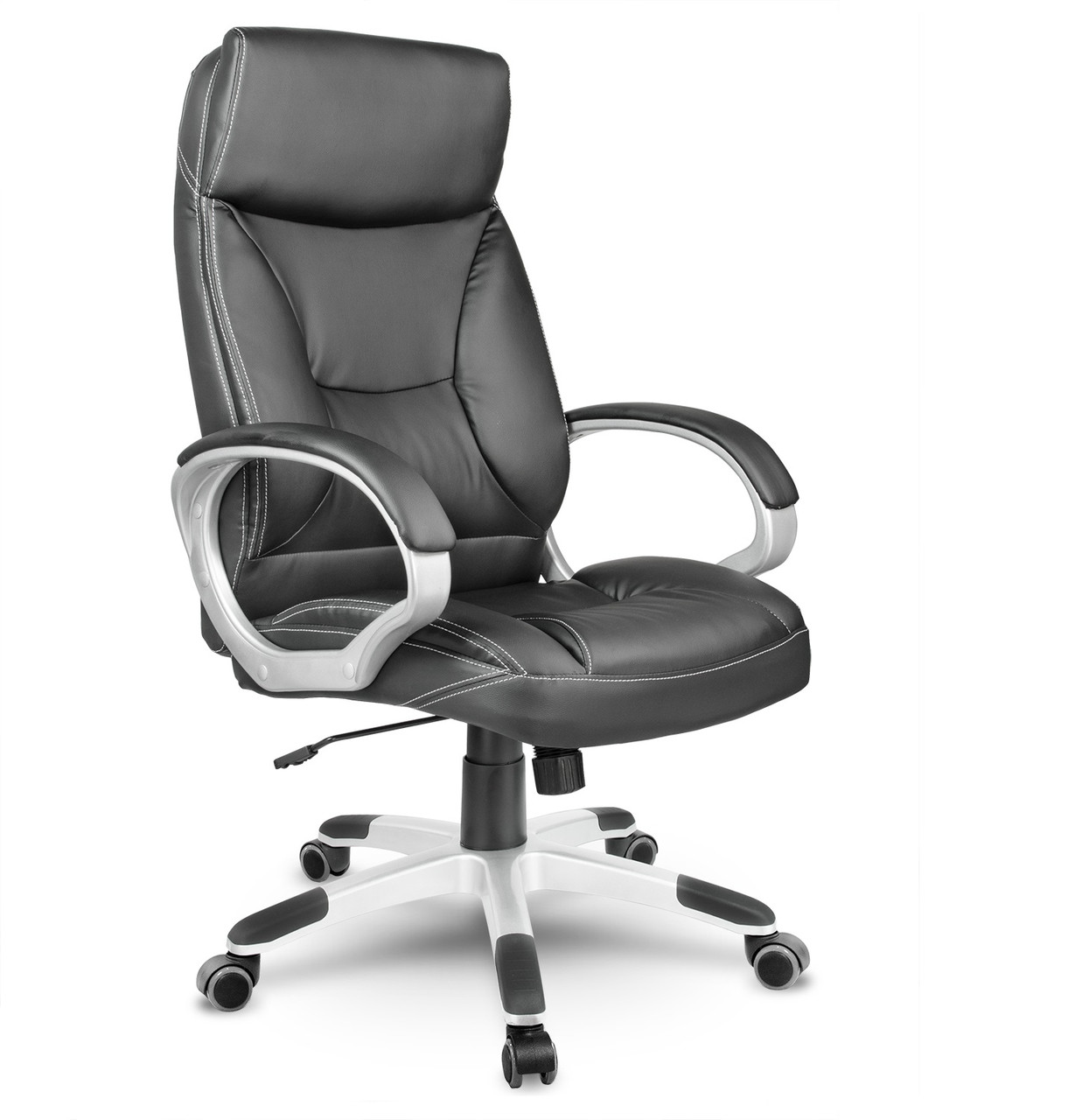 Офісне крісло Sofotel EG-223 Black, сучасне ергономічне, з м'якою екокожою та регульованою висотою, фото 1
