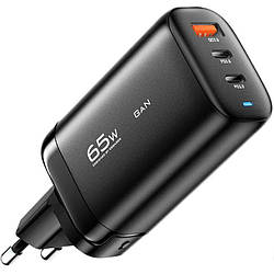 Зарядний пристрій ESSAGER Shining 65 W GaN Travelling Fast Charger PD+QC3.0 Black (ECT2CA-MYB01)