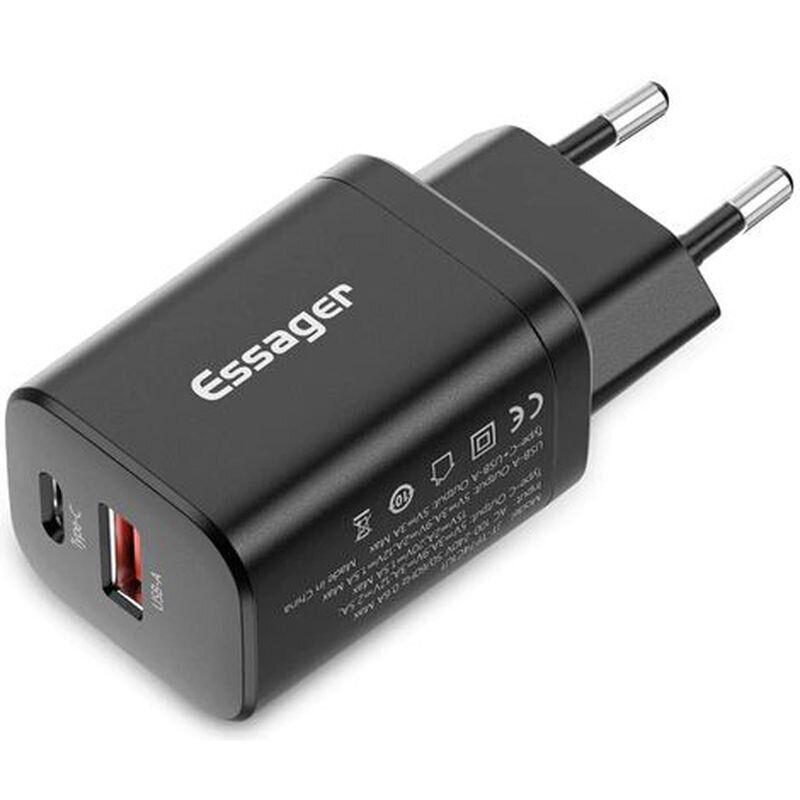 Зарядний пристрій ESSAGER 30 W Journey Fast Charger PD+QC Black (ECTPQS-ZTB01)