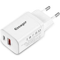 Зарядное устройство ESSAGER 30W Journey Fast Charger PD+QC White (ECTPQS-ZTB02)