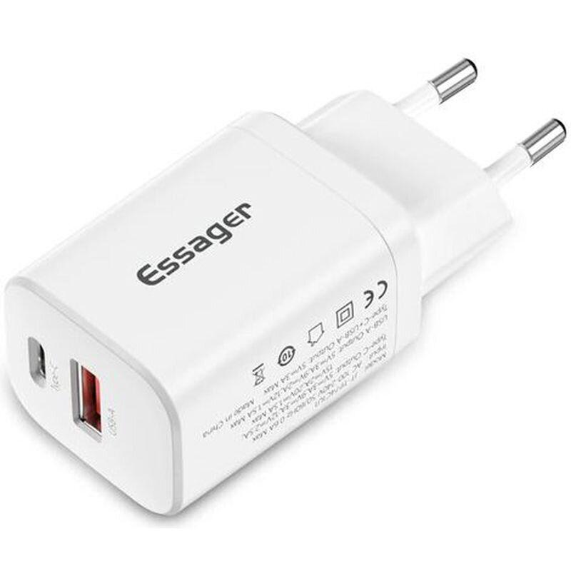 Зарядний пристрій ESSAGER 30 W Journey Fast Charger PD+QC White (ECTPQS-ZTB02)