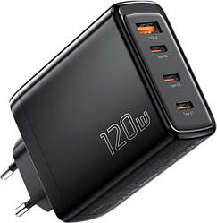 Зарядний пристрій Essager Extreme 120W GaN Phone Charger 3 Type C + USB A EU Black (ECT3CA-JZB01-Z)